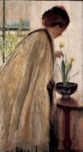 Lilian Hale (1881-1963), Daffy Dow n-Dilly, 1908, Oil on canvas, 44 3/4 x 29 inches, Gift of Mrs. Augustus Putnam from the estate of Mrs. Ernest Amory Codman, 1961.1238